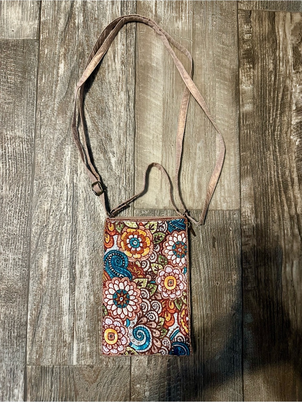 Bamboo Trading Company - Floral Beaded Club Bag - NWOT!
